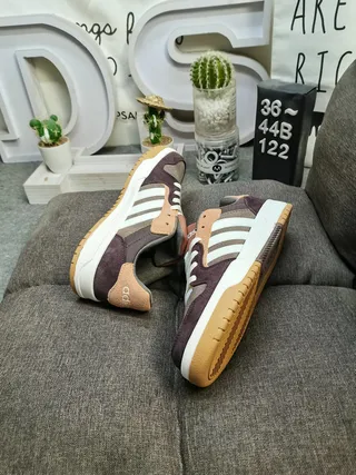 Adidas Purple Beige Low-Top Three-Stripe Side Panel Lifestyle Sneakers 6