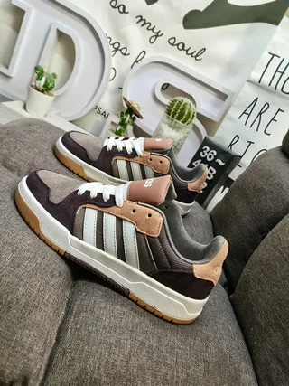 Adidas Purple Beige Low-Top Three-Stripe Side Panel Lifestyle Sneakers 7