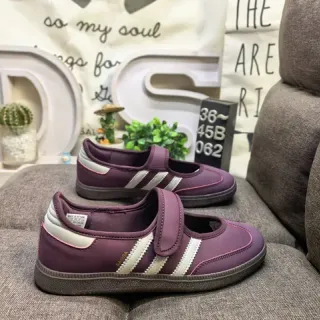 Adidas Purple White Laceless Mary Jane Velcro Strap Lifestyle Sneakers