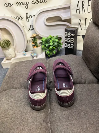 Adidas Morado Blanco Sin Cordones Mary Jane Correa de Velcro Zapatillas Lifestyle 8