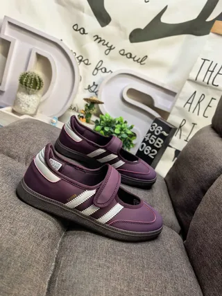 Adidas Morado Blanco Sin Cordones Mary Jane Correa de Velcro Zapatillas Lifestyle 9