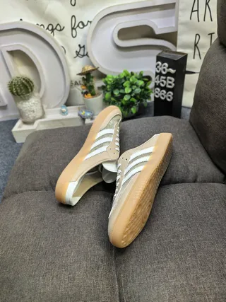 Adidas Samba Beige and White Mesh-Suede Slip-On Lifestyle Sneakers 6