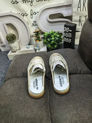Adidas Samba Beige and White Mesh-Suede Slip-On Lifestyle Sneakers 8
