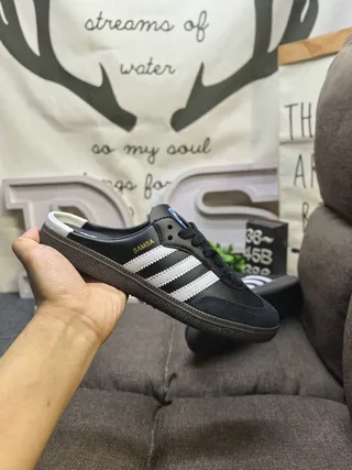Adidas Samba Black and White Lace-Up Mule Loafers 5