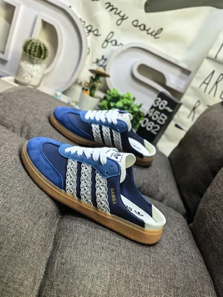 Adidas Samba Blue Suede Slip-On Lifestyle Sneakers 7