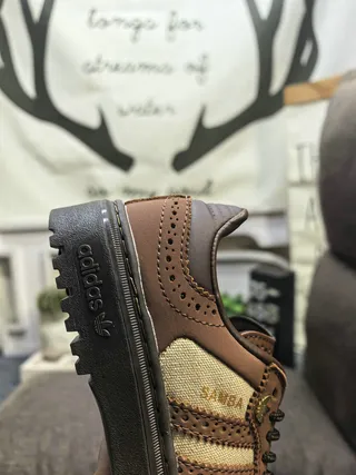 Adidas Samba Brown and Beige Perforated Leather Lifestyle Sneakers 3