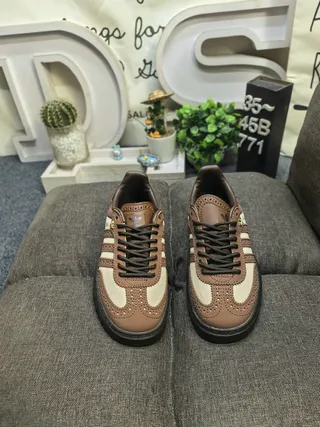Adidas Samba Brown and Beige Perforated Leather Lifestyle Sneakers 10