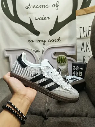 Adidas Samba Gray Black Low-Top Ruffled Lace Detail Lifestyle Sneakers 5