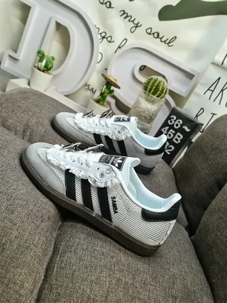 Adidas Samba Gray Black Low-Top Ruffled Lace Detail Lifestyle Sneakers 7