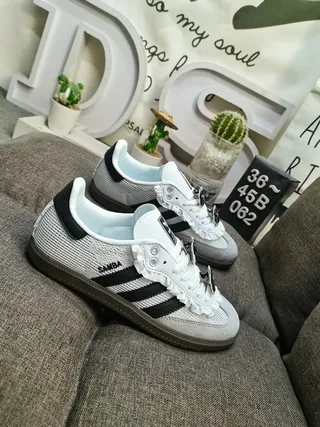 Adidas Samba Gray Black Low-Top Ruffled Lace Detail Lifestyle Sneakers 9