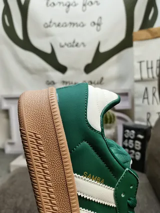 Adidas Samba Green and White Lifestyle Sneakers 3
