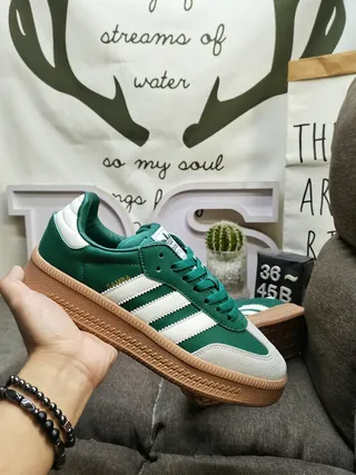 Adidas Samba Green and White Lifestyle Sneakers 5