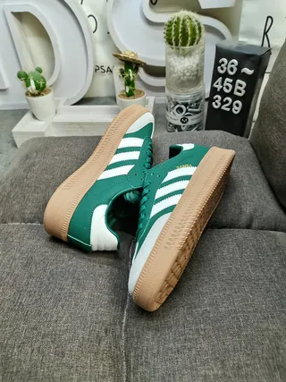 Adidas Samba Green and White Lifestyle Sneakers 6
