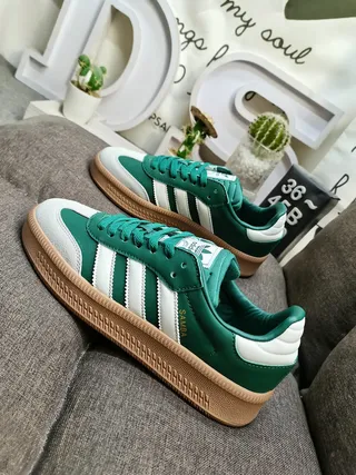 Adidas Samba Green and White Lifestyle Sneakers 7