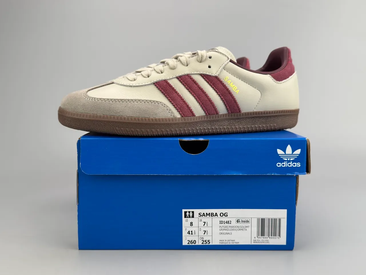 Adidas Samba Off-White and Burgundy Lifestyle Sneakers 2