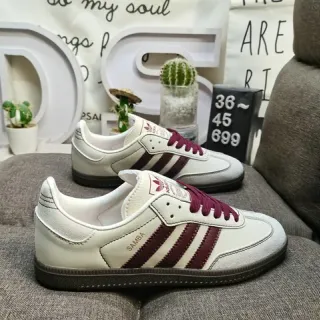 Adidas Samba Off-White and Burgundy Lifestyle Sneakers