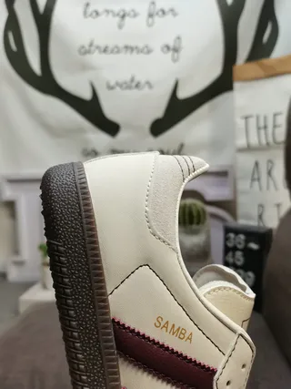 Adidas Samba Off-White and Burgundy Lifestyle Sneakers 3