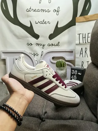 Adidas Samba Off-White and Burgundy Lifestyle Sneakers 5
