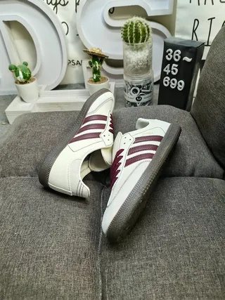 Adidas Samba Off-White and Burgundy Lifestyle Sneakers 6