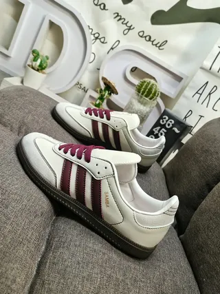 Adidas Samba Off-White and Burgundy Lifestyle Sneakers 7
