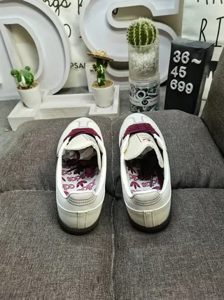 Adidas Samba Off-White and Burgundy Lifestyle Sneakers 8