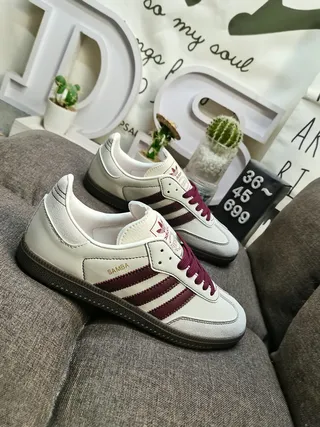 Adidas Samba Off-White and Burgundy Lifestyle Sneakers 9