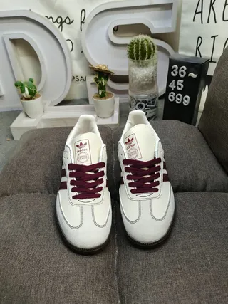 Adidas Samba Off-White and Burgundy Lifestyle Sneakers 10