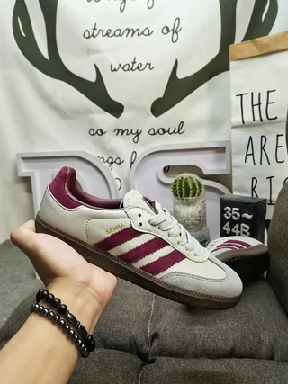 Adidas Samba Off-White and Magenta Lifestyle Sneakers 5
