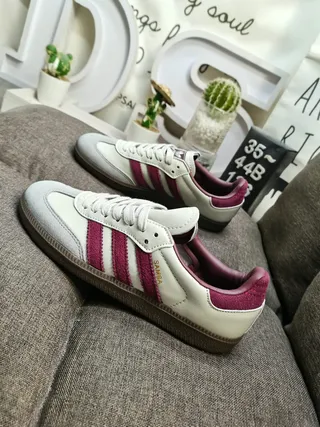 Adidas Samba Off-White and Magenta Lifestyle Sneakers 7