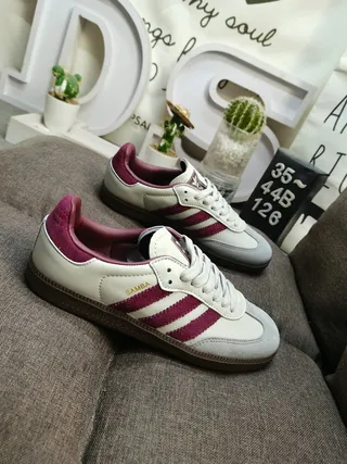 Adidas Samba Off-White and Magenta Lifestyle Sneakers 9