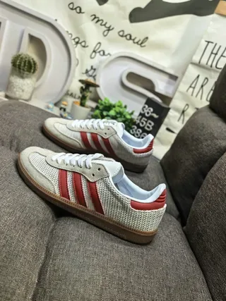 Adidas Samba OG Beige and Red Lifestyle Sneakers 7