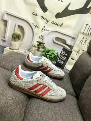 Adidas Samba OG Beige and Red Lifestyle Sneakers 9