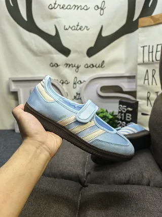 Adidas Samba OG Light Blue Cream Stripe Lifestyle Sneakers 5