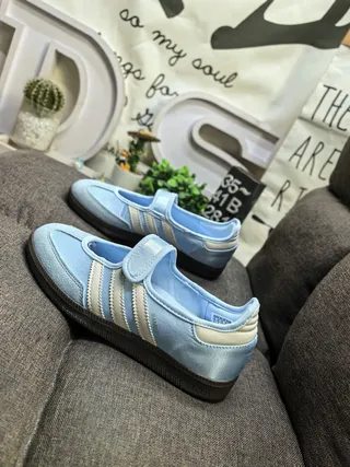 Adidas Samba OG Light Blue Cream Stripe Lifestyle Sneakers 7