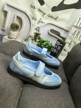 Adidas Samba OG Light Blue Cream Stripe Lifestyle Sneakers 9
