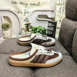 Adidas Samba Slip-On Mule भूरा सफेद गम काजुअल जूते