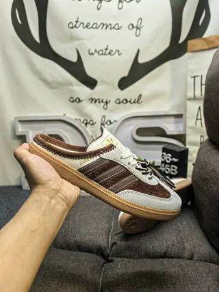 Adidas Samba Slip-On Mule Brown White Gum Casual Shoes 5