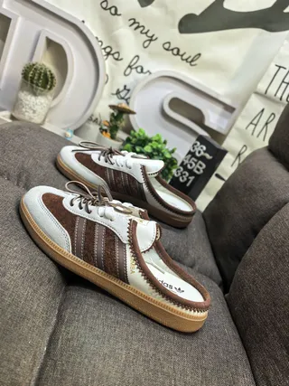 Adidas Samba Slip-On Mule Brown White Gum Casual Shoes 7
