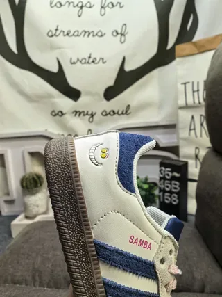 Adidas Samba White and Blue Lifestyle Sneakers 3