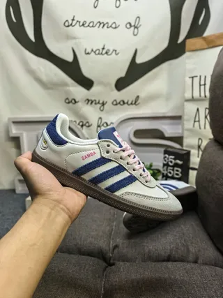 Adidas Samba White and Blue Lifestyle Sneakers 5