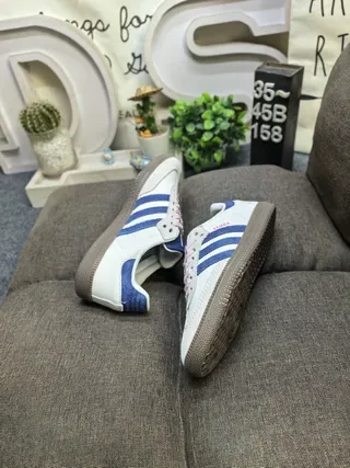 Adidas Samba White and Blue Lifestyle Sneakers 6