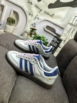 Adidas Samba White and Blue Lifestyle Sneakers 7