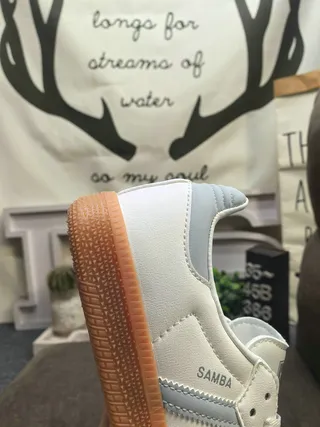 Adidas Samba White and Light Blue Lifestyle Sneakers 3