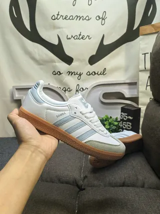 Adidas Samba White and Light Blue Lifestyle Sneakers 5