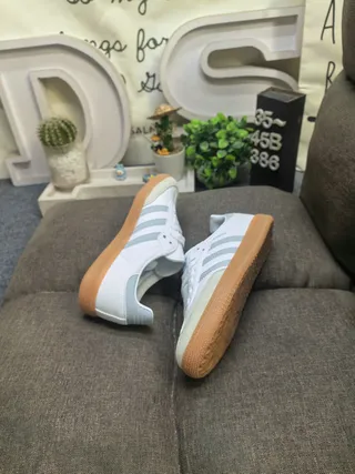 Adidas Samba White and Light Blue Lifestyle Sneakers 6