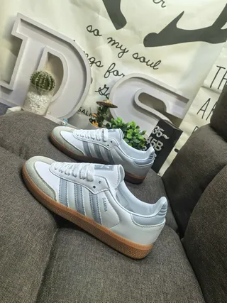 Adidas Samba White and Light Blue Lifestyle Sneakers 7
