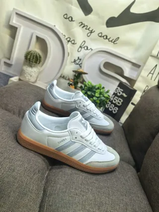 Adidas Samba White and Light Blue Lifestyle Sneakers 9