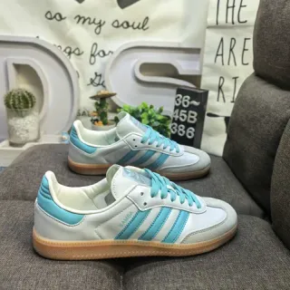 Adidas Samba White and Light Blue Lifestyle Sneakers