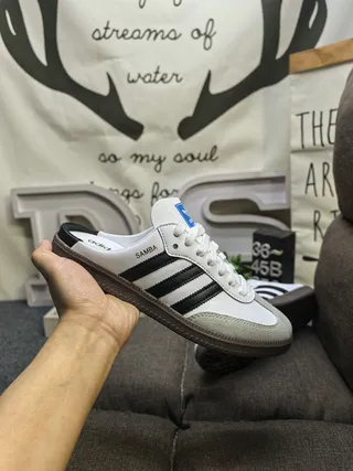 Adidas Samba White Black Gray Loafers 5