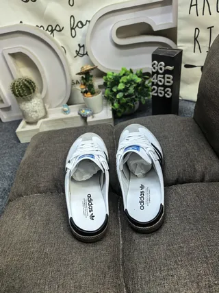 Adidas Samba White Black Gray Loafers 8